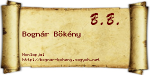 Bognár Bökény névjegykártya